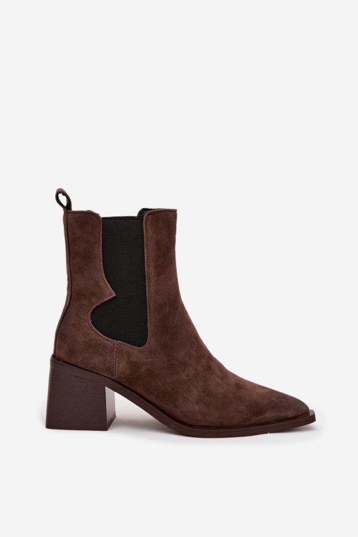 Nahk-zomšist saapad sooja voodriga seest Artiker 57C0047 pruunide värvi