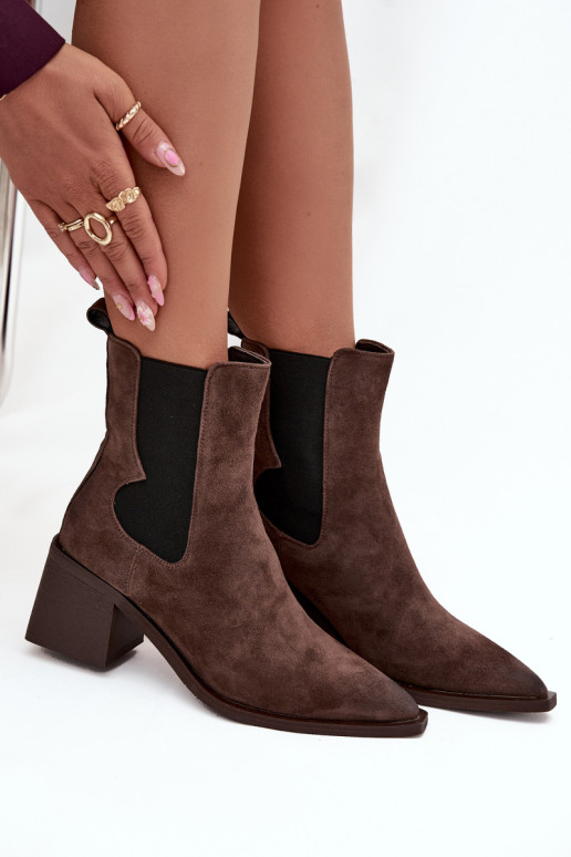 Nahk-zomšist saapad sooja voodriga seest Artiker 57C0047 pruunide värvi