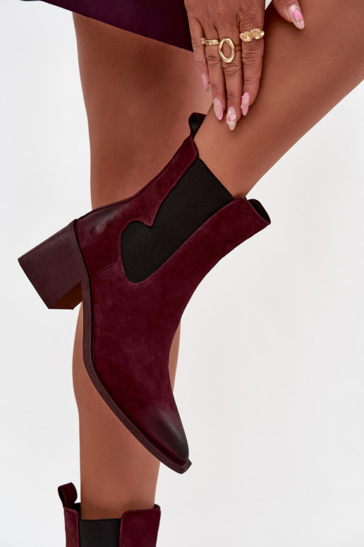 Nahk-zomšist saapad sooja voodriga seest Artiker 57C0048 burgundi värvi Nahk-zomšist saapad sooja voodriga seest Artiker 57C0048 burgundi värvi