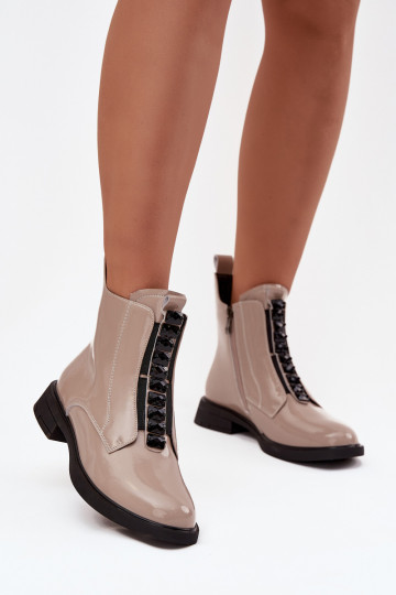 Naiste saapad naturaalsetest nahast lakiefektiga D&A MR52-108 liivavärvi