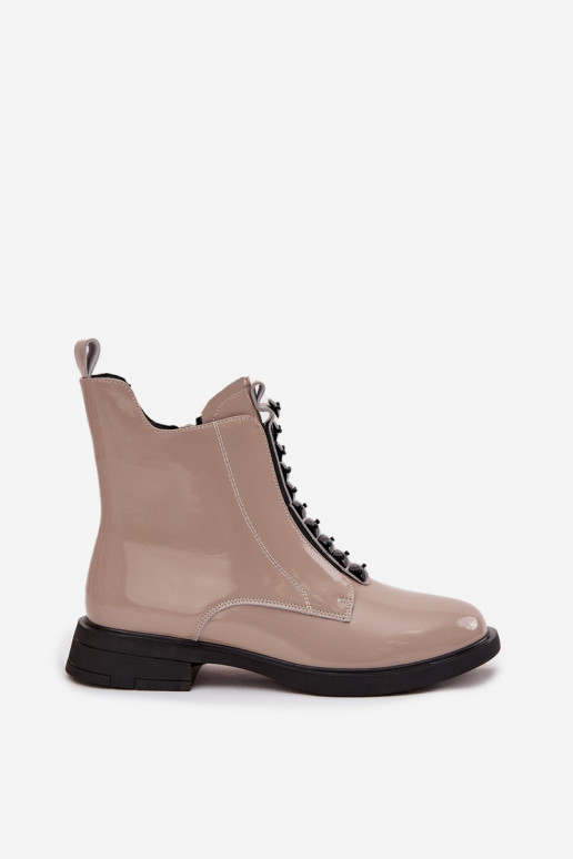 Naiste saapad naturaalsetest nahast lakiefektiga D&A MR52-108 liivavärvi