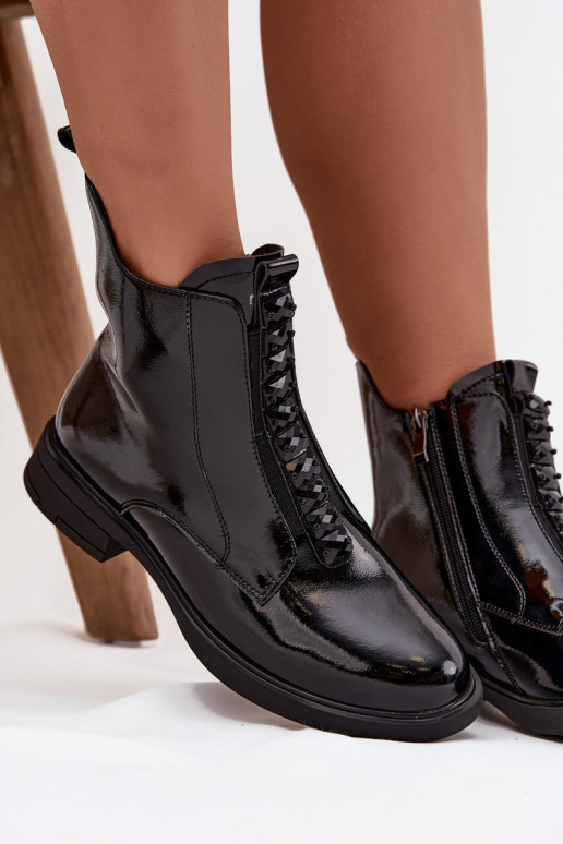 Naiste lakknahast saapad D&A MR52-108 musta värvi