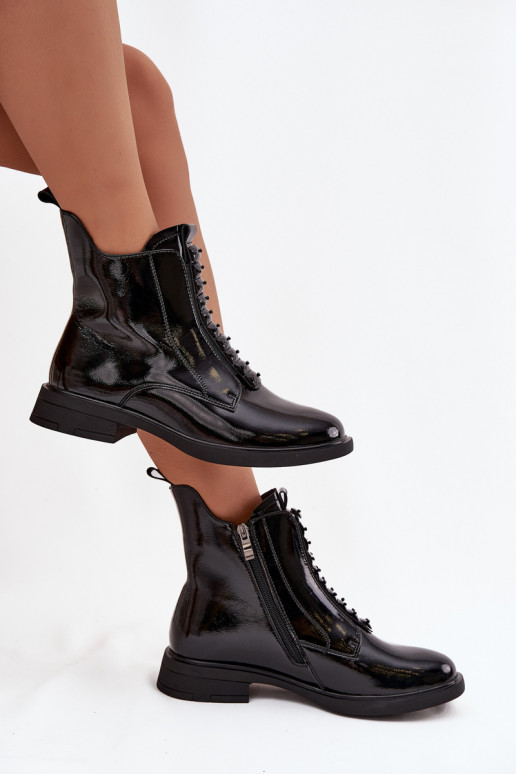 Naiste lakknahast saapad D&A MR52-108 musta värvi