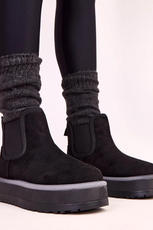 Mustad madalad lumised saapad elastse...