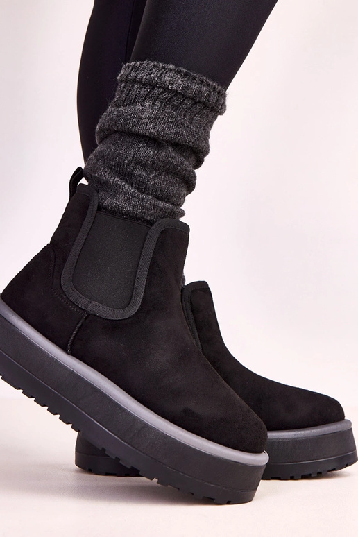 Mustad madalad lumised saapad elastse...