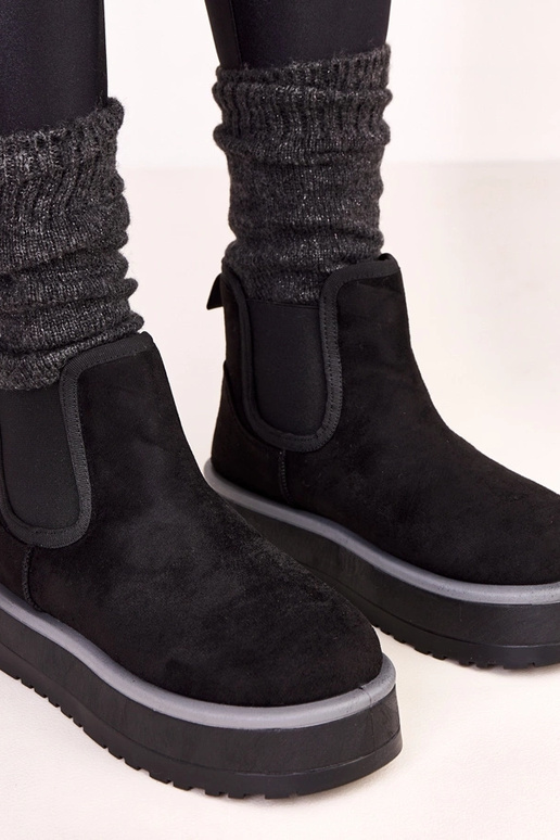 Mustad madalad lumised saapad elastse...