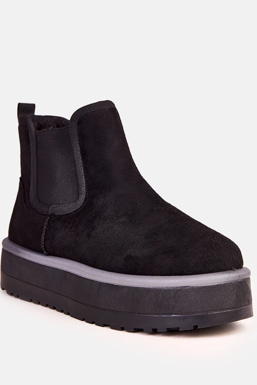 Mustad madalad lumised saapad elastse...