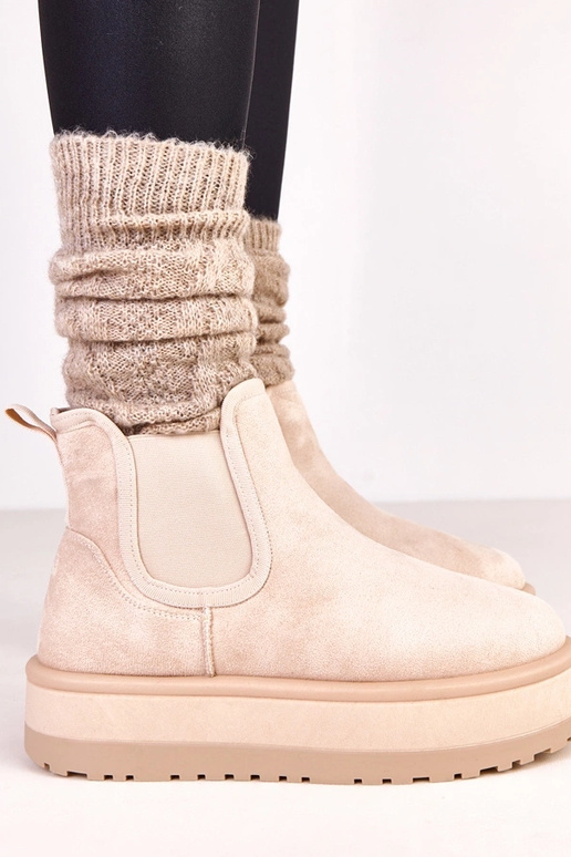 Kreemikollased lumised saapad elastse... Kreemikollased lumised saapad elastse...