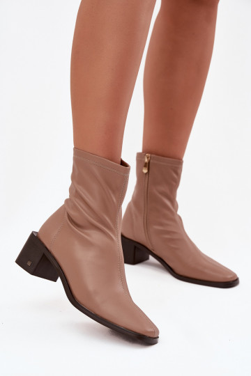 Pealiste omad Pealiste poolsaapad kõrge jämeda kontsaga Vinceza 23-10791 beeži värvi 2