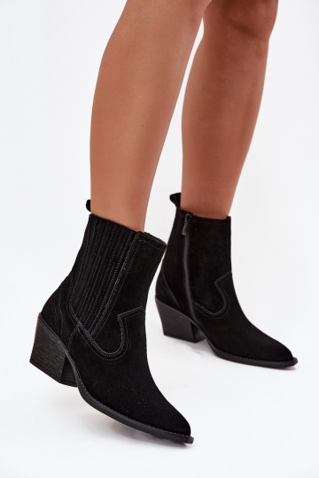 Seemisnahast kingad Kauboi saapad Pealiste omad kõrge jämeda kontsaga voodriga msuud Dylira 2