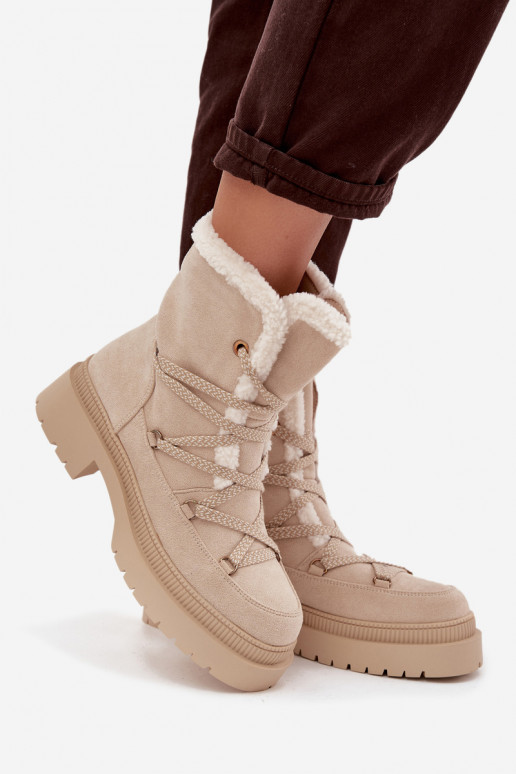 nööpidega lumesaapad Pealiste omad soojad saapad beeži värvi Irmara nööpidega lumesaapad Pealiste omad soojad saapad beeži värvi Irmara