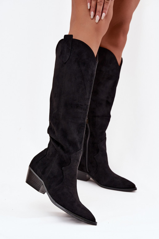 Eco Suedeosissee pika säärega saapad Kauboi saapad Pealiste omad kõrge jämeda kontsaga msuud Jenaya