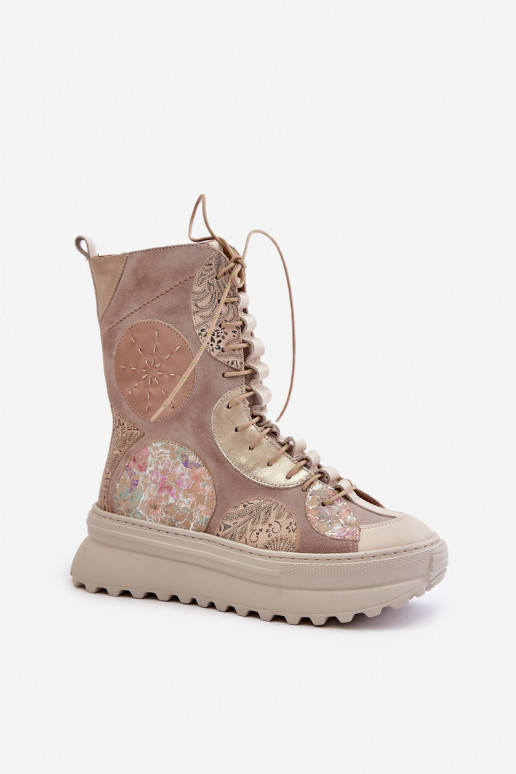 Pealhk Seemisnahast kingad platvormiga voodriga Sellel onciejka 06565-04 beeži värvi Pealhk Seemisnahast kingad platvormiga voodriga Sellel onciejka 06565-04 beeži värvi