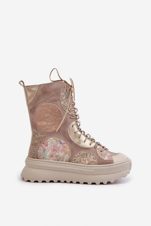 Pealhk Seemisnahast kingad platvormiga voodriga Sellel onciejka 06565-04 beeži värvi Pealhk Seemisnahast kingad platvormiga voodriga Sellel onciejka 06565-04 beeži värvi