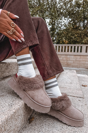 nööpidega lumesaapad Pealiste omad platvormiga karusnahaga I Haftem beeži värvi Querina