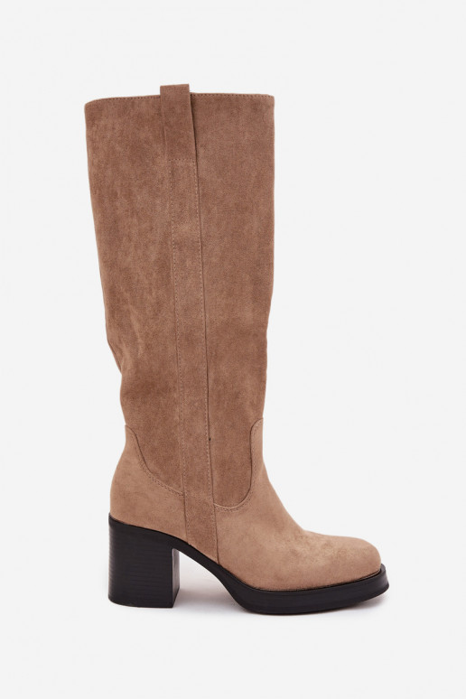 Pealiste pika säärega saapad Sellel onssiivsel poolusel beeži värvi Sanelle Pealiste pika säärega saapad Sellel onssiivsel poolusel beeži värvi Sanelle