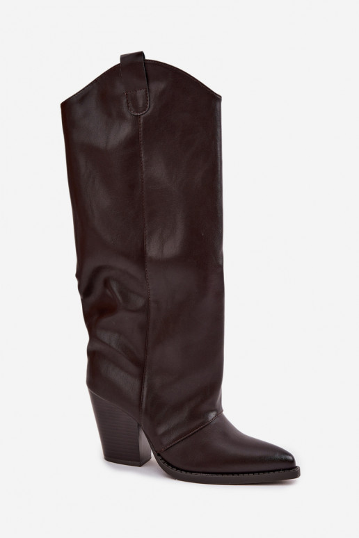 voodriga pika säärega saapad Kauboi saapad kõrge jämeda kontsaga eko-nahast Czekoladosissee Sellel onvine voodriga pika säärega saapad Kauboi saapad kõrge jämeda kontsaga eko-nahast Czekoladosissee Sellel onvine