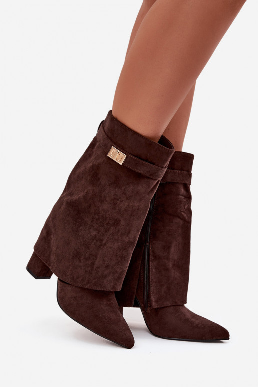 voodriga Pealiste poolsaapad dekoreeritud kontsaga Czekoladosissee Luvielle