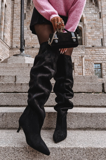 Libisemisvastased naiste kõrged saapad kitsaste kontsadega must Ysolienne