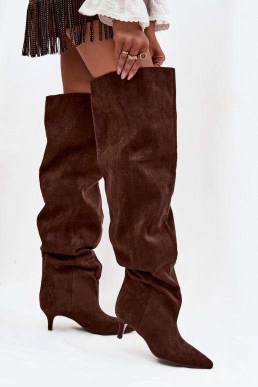 Libisemisvastased naiste kõrged saapad kitsaste kontsadega šokolaadivärvi Ysolienne Libisemisvastased naiste kõrged saapad kitsaste kontsadega šokolaadivärvi Ysolienne