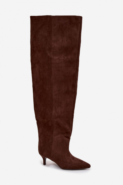 Libisemisvastased naiste kõrged saapad kitsaste kontsadega šokolaadivärvi Ysolienne Libisemisvastased naiste kõrged saapad kitsaste kontsadega šokolaadivärvi Ysolienne