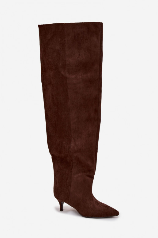 Libisemisvastased naiste kõrged saapad kitsaste kontsadega šokolaadivärvi Ysolienne Libisemisvastased naiste kõrged saapad kitsaste kontsadega šokolaadivärvi Ysolienne