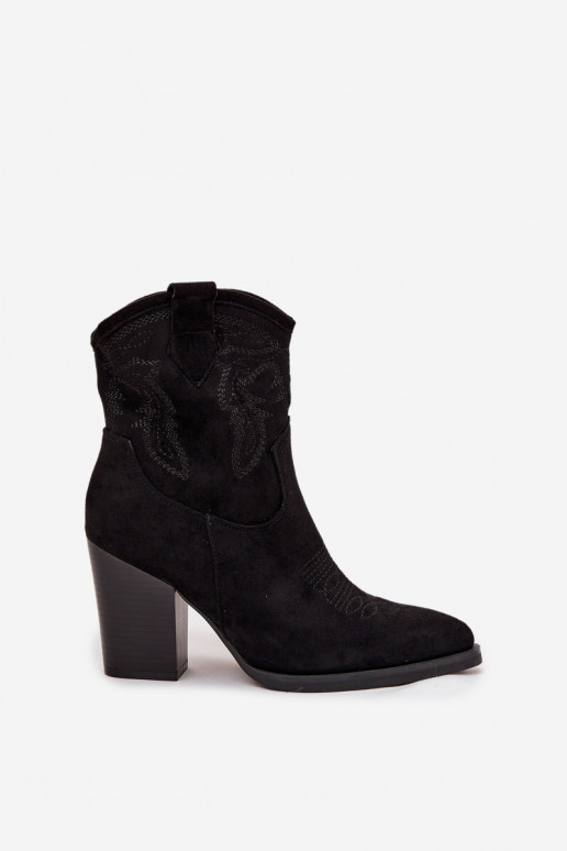 kauboistiilis saapad Pealiste omad kõrge jämeda kontsaga Eco Suedeosissee msuud Carissa