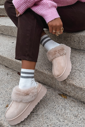 nööpidega lumesaapad Pealiste omad platvormiga karusnahaga I Haftem beeži värvi Querina