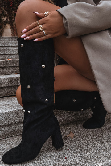 Pealiste pika säärega saapad kõrge jämeda kontsaga Koos Ornatei Detalami msuud Lucinda 2