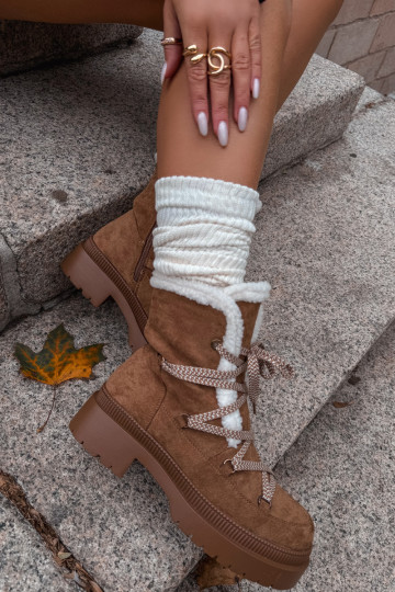 nööpidega lumesaapad Pealiste omad soojad saapad pruunid värvi Irmara 2