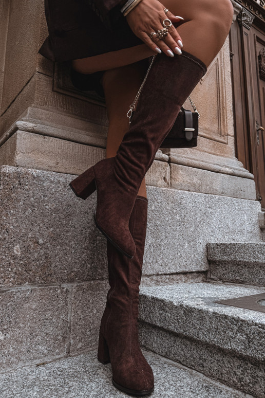 naiste pika säärega saapad kõrge jämeda kontsagaEco Suedeu Czekoladosissee Yelisse naiste pika säärega saapad kõrge jämeda kontsagaEco Suedeu Czekoladosissee Yelisse