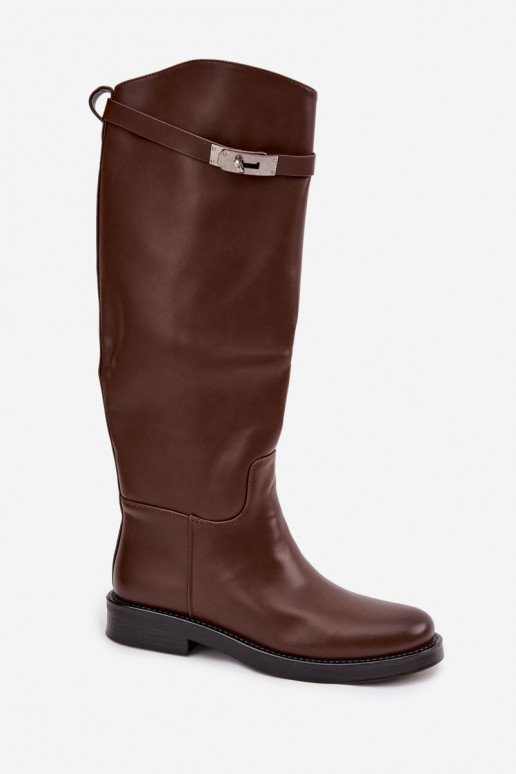 naiste pika säärega saapad dekoreeritud kontsaga Eko Pealhk Czekoladosissee Palisse