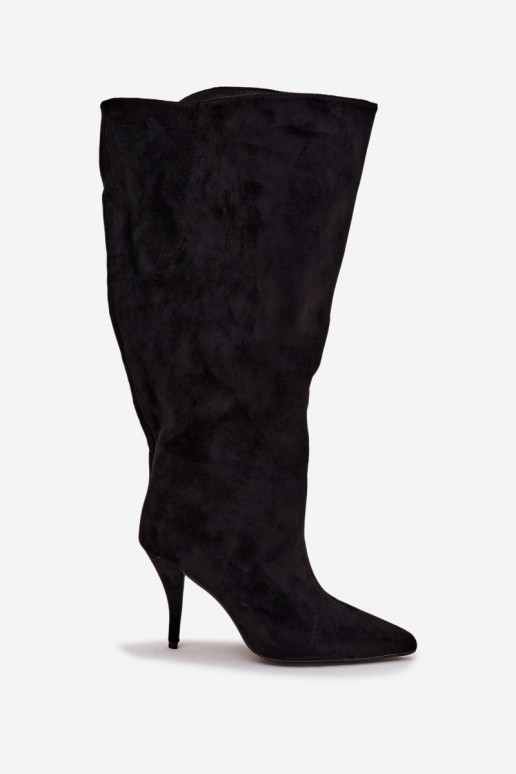 Slip-on naiste pika säärega saapad kõrge jämeda kontsagaEco Suedeu msuud Noretta Slip-on naiste pika säärega saapad kõrge jämeda kontsagaEco Suedeu msuud Noretta