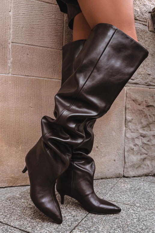 Libisemisvastased naiste kõrged saapad kitsaste kontsadega šokolaadivärvi Ysolienne Libisemisvastased naiste kõrged saapad kitsaste kontsadega šokolaadivärvi Ysolienne