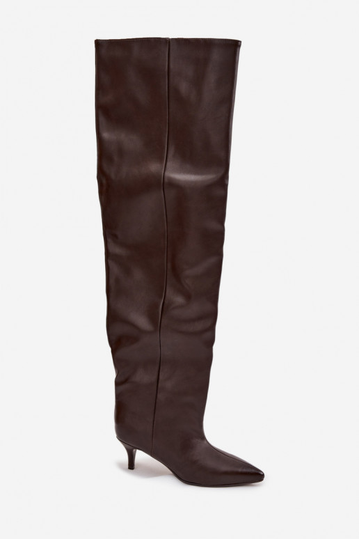 Libisemisvastased naiste kõrged saapad kitsaste kontsadega šokolaadivärvi Ysolienne Libisemisvastased naiste kõrged saapad kitsaste kontsadega šokolaadivärvi Ysolienne