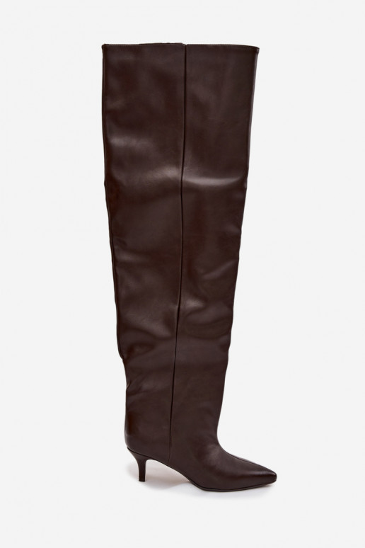 Libisemisvastased naiste kõrged saapad kitsaste kontsadega šokolaadivärvi Ysolienne Libisemisvastased naiste kõrged saapad kitsaste kontsadega šokolaadivärvi Ysolienne