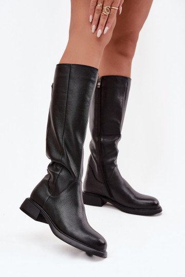 Pealhk naiste pika säärega saapad laiade nööridega voodriga D&A JC52-837 msuud 2