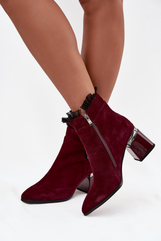 seemisnakhsed Pealhk Pealiste poolsaapad kaunistustega voodriga D&A MR52-127 bordoo-värvi seemisnakhsed Pealhk Pealiste poolsaapad kaunistustega voodriga D&A MR52-127 bordoo-värvi