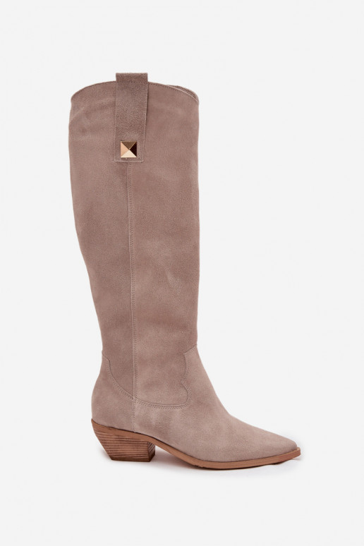 Pealhk seemisnakhsed pika säärega saapad Kauboi saapad voodriga Zazoo 4224 Cappuccino Pealhk seemisnakhsed pika säärega saapad Kauboi saapad voodriga Zazoo 4224 Cappuccino