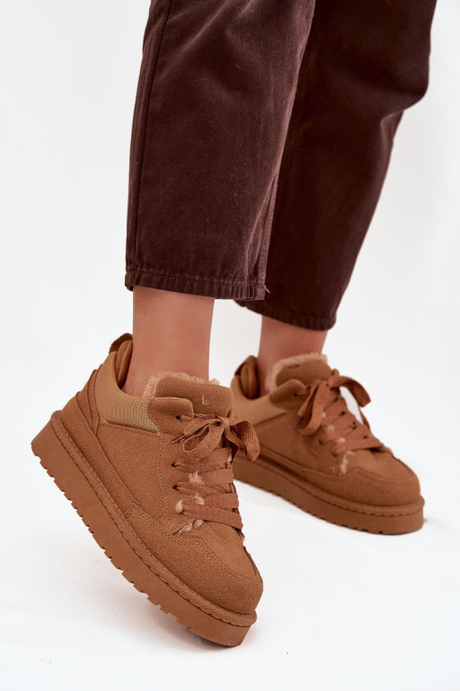 Sneakers tüüpi jalanõud Pealiste omad voodriga karusnahaga pruunid värvi Cyrissa Sneakers tüüpi jalanõud Pealiste omad voodriga karusnahaga pruunid värvi Cyrissa