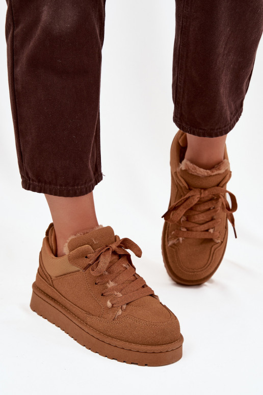 Sneakers tüüpi jalanõud Pealiste omad voodriga karusnahaga pruunid värvi Cyrissa Sneakers tüüpi jalanõud Pealiste omad voodriga karusnahaga pruunid värvi Cyrissa