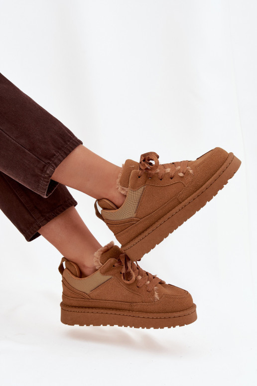 Sneakers tüüpi jalanõud Pealiste omad voodriga karusnahaga pruunid värvi Cyrissa Sneakers tüüpi jalanõud Pealiste omad voodriga karusnahaga pruunid värvi Cyrissa