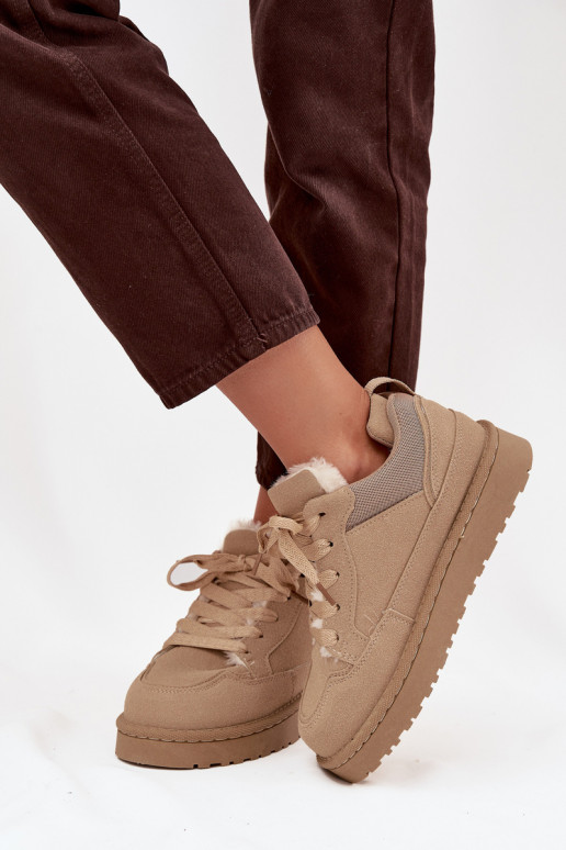 Sneakers tüüpi jalanõud Pealiste omad voodriga karusnahaga beeži värvi Cyrissa Sneakers tüüpi jalanõud Pealiste omad voodriga karusnahaga beeži värvi Cyrissa