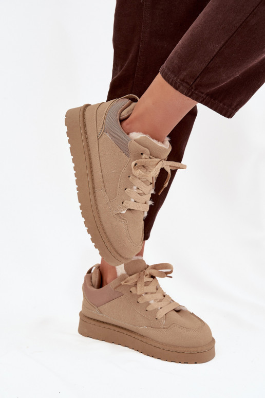 Sneakers tüüpi jalanõud Pealiste omad voodriga karusnahaga beeži värvi Cyrissa Sneakers tüüpi jalanõud Pealiste omad voodriga karusnahaga beeži värvi Cyrissa