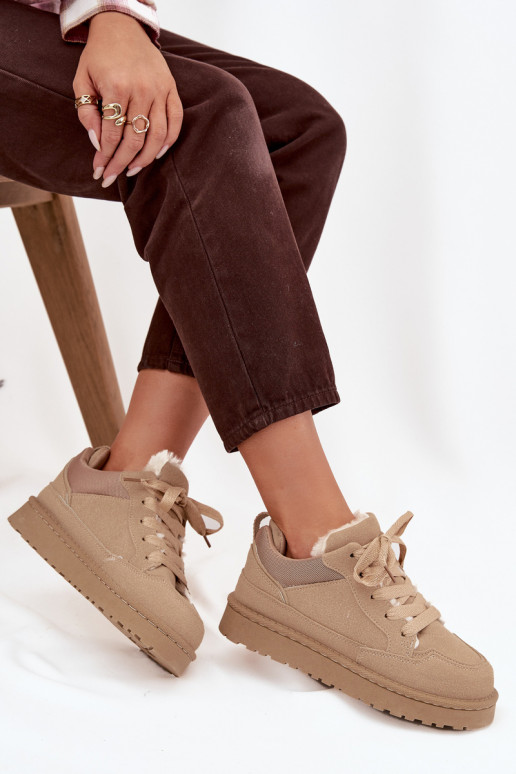 Sneakers tüüpi jalanõud Pealiste omad voodriga karusnahaga beeži värvi Cyrissa Sneakers tüüpi jalanõud Pealiste omad voodriga karusnahaga beeži värvi Cyrissa