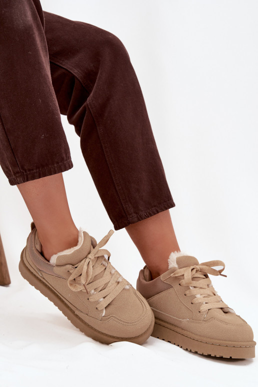 Sneakers tüüpi jalanõud Pealiste omad voodriga karusnahaga beeži värvi Cyrissa Sneakers tüüpi jalanõud Pealiste omad voodriga karusnahaga beeži värvi Cyrissa
