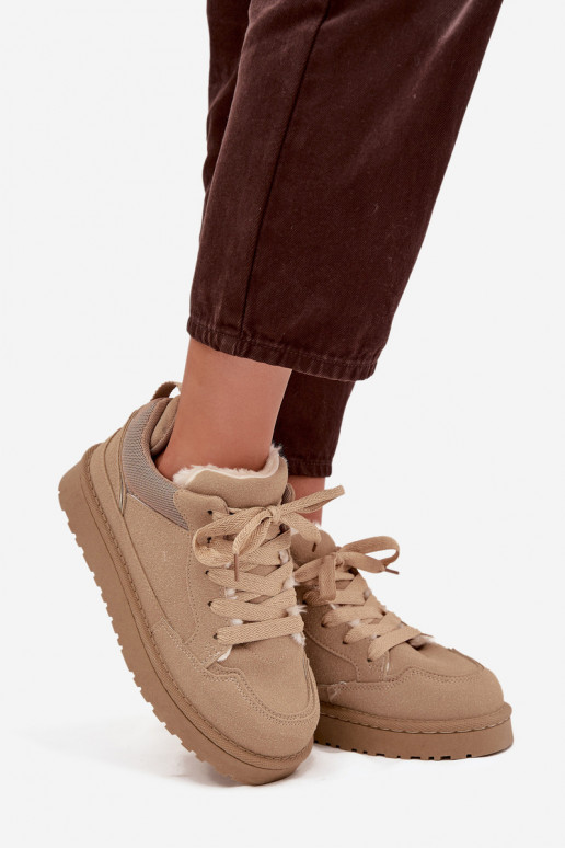 Sneakers tüüpi jalanõud Pealiste omad voodriga karusnahaga beeži värvi Cyrissa Sneakers tüüpi jalanõud Pealiste omad voodriga karusnahaga beeži värvi Cyrissa
