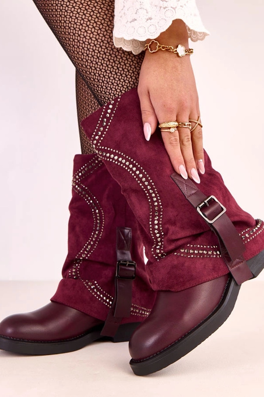 Bordo värvi saapad avatud säärega,...