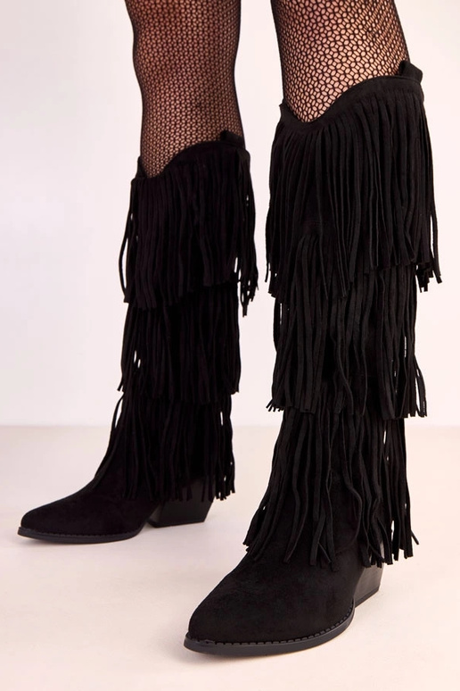 Mustad kauboi saapad frantsiisidega Ivia