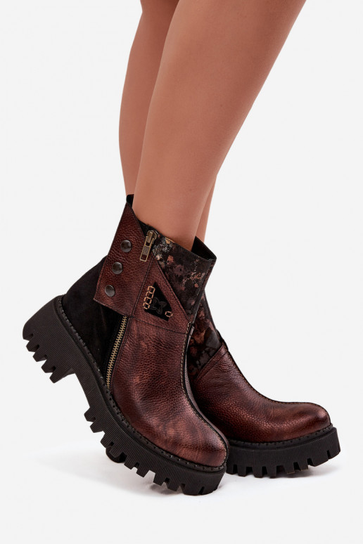 Pealhk voodriga Pealiste poolsaapad platvormiga Ja lamedad kontsad Sellel onciejka 06140-02 pruunid värvi